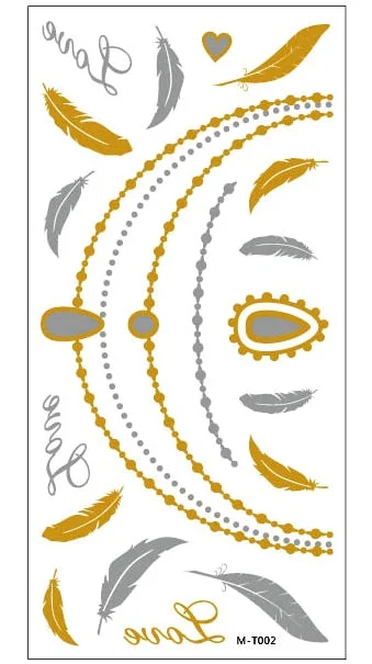 1sheet Indian Arabic body art women metallic temporary Mandala Flash Tattoos necklace sticker gold lace tatoo tatuagem maquiagem