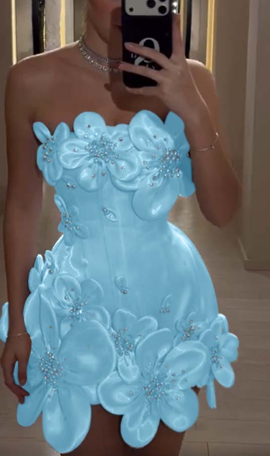 Strapless Sleeveless High-Waisted Short Homecoming Dress With Beading And Appliques | CO0150 Wellcucu