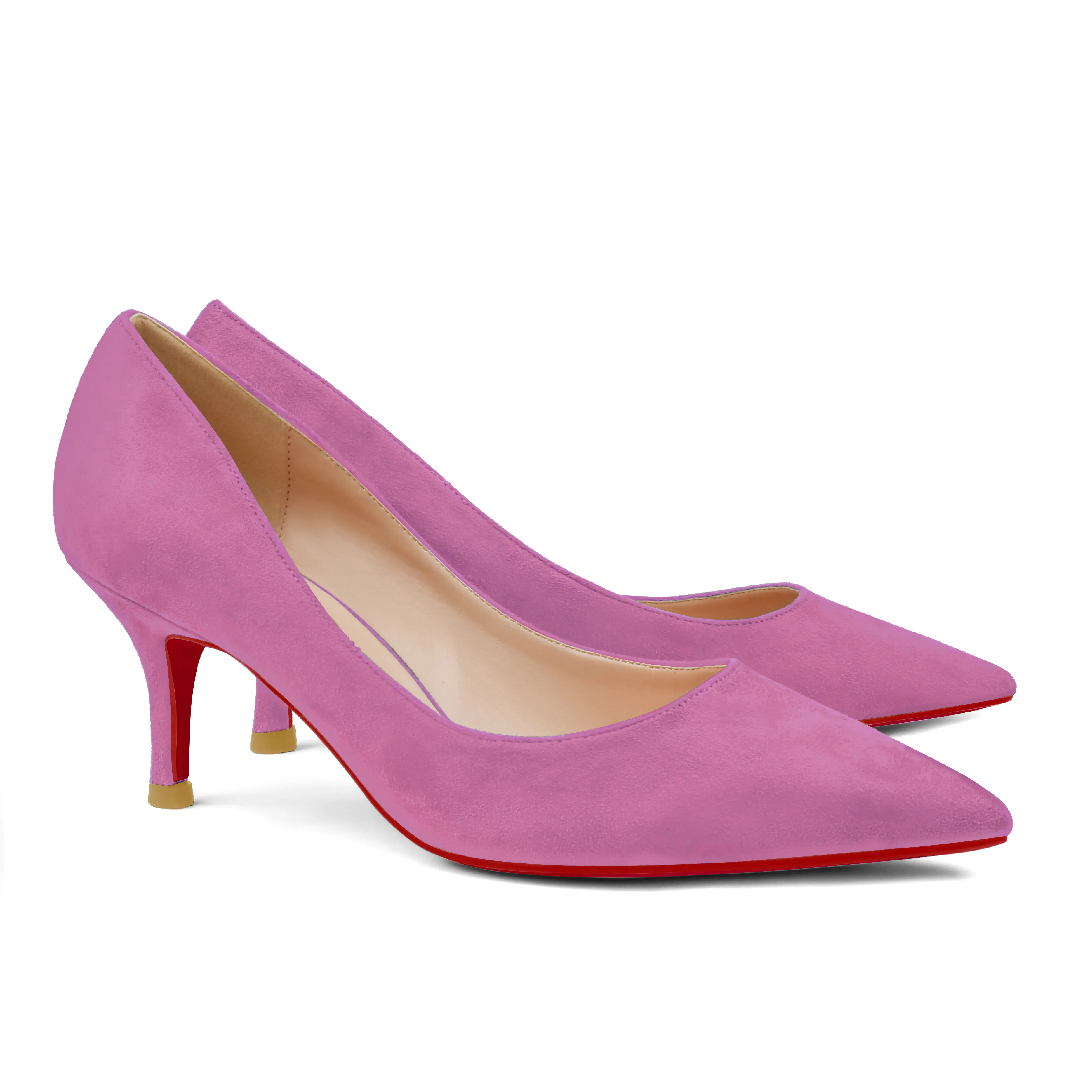 60mm Kitten Red Soles Heels Summer Daily Suede Pumps-vocosishoes