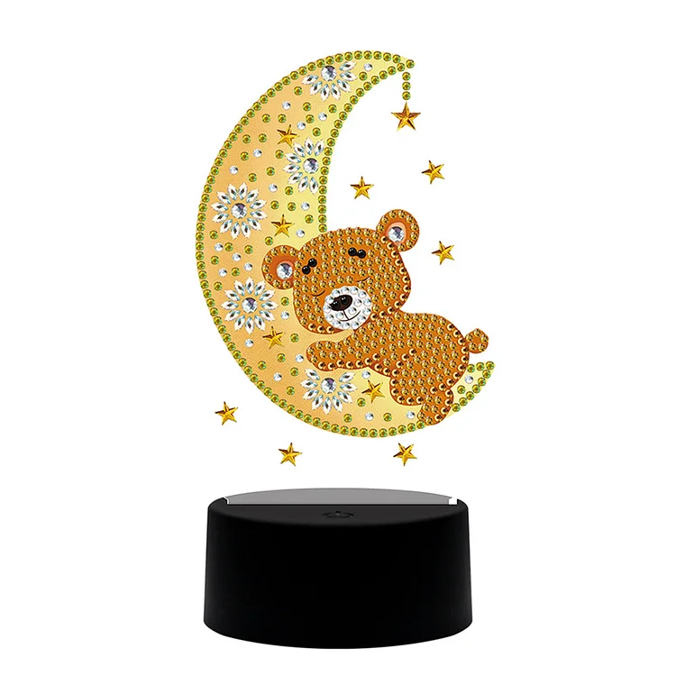 DIY Diamond Painting LED Light Moon Bear Embroidery Night Lamp Ornament Kit gbfke