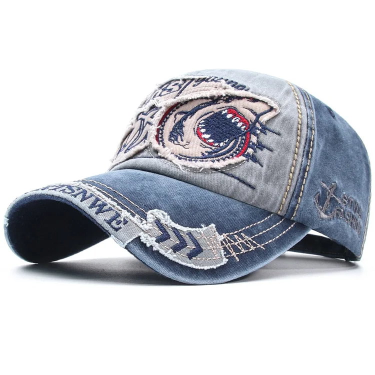 Shark baseball Cap Embroidered hat Men Solid Animal Cartoon Cotton Baseballs Cap at Hiphopee