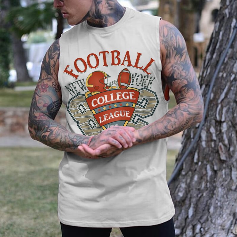 Rugby Team Lettering Street Fashion Sleeveless T-Shirt、、URBENIE