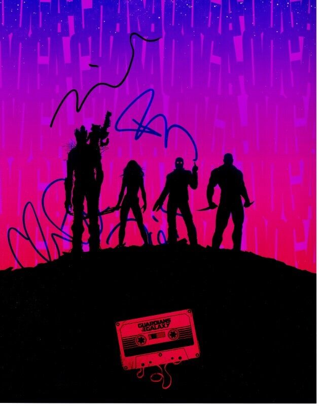 Chris Pratt, Bradley Cooper, Vin Diesel Zoe Saldana Signed Guardians 11x14 Photo Poster painting