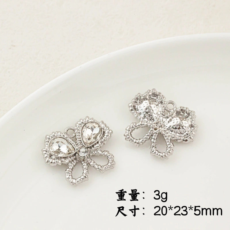 5 PCS/Package 20 * 23mm Alloy Artificial Pearls Rhinestones Flower Butterfly Pendant Jewelry Accessories