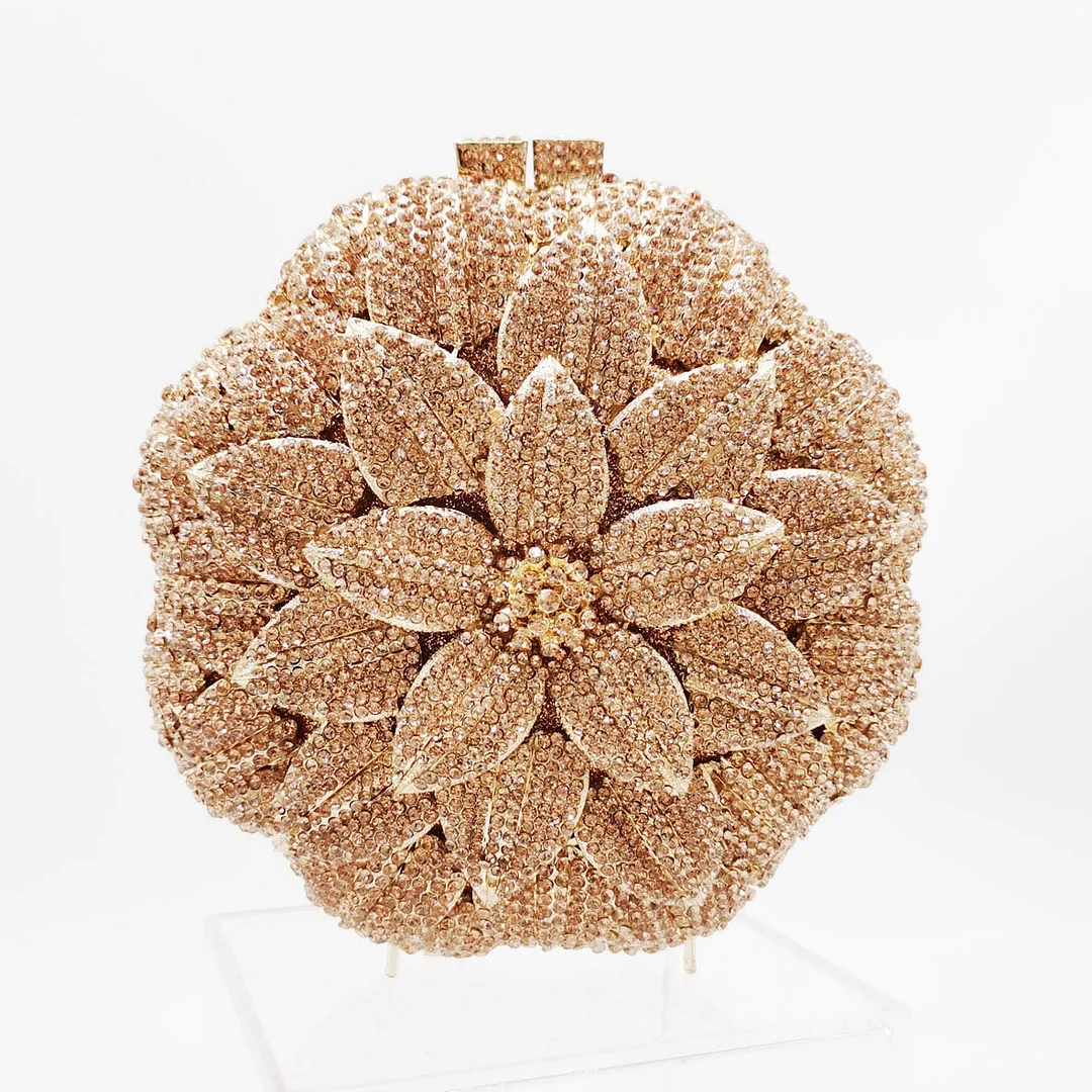Pop Fashion Round Rose flower Evening Bags Women Luxury Crystal Pochette bag Wedding Purse Ladies Handbags SM83