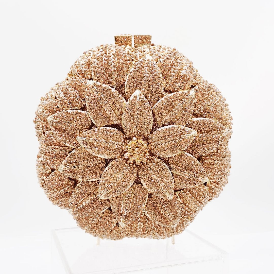 Pop Fashion Round Rose flower Evening Bags Women Luxury Crystal Pochette bag Wedding Purse Ladies Handbags SM83