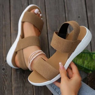 Qengg Summer Large Women's Shoes Casual Tight Belt After Tripping Polyurethane Flat Bottom Roman Sandals Women