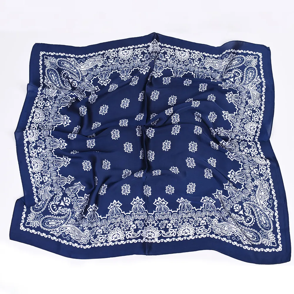 70cm*70cm Navy Paisley Two-tone Small Cashew Satin Silk Scarfs-vocosishoes