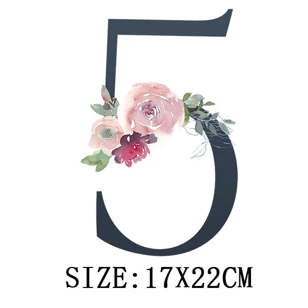 Beautiful Number Thermal Stickers On T-shirt Bag DIY Washable Patches Funny Design Iron On Transfers For Clothes Appliqued Decor