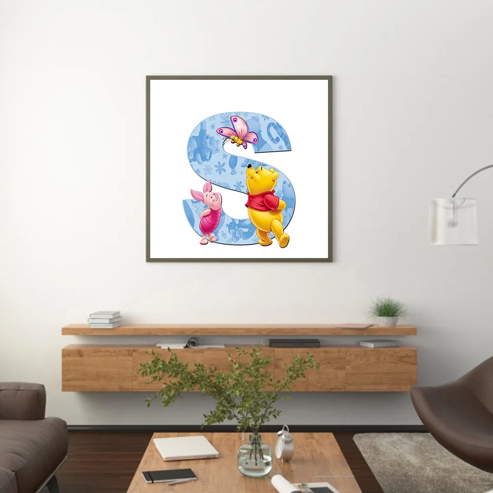 Full Round Diamond Painting 30*30cm - Letter S Winnie The Pooh