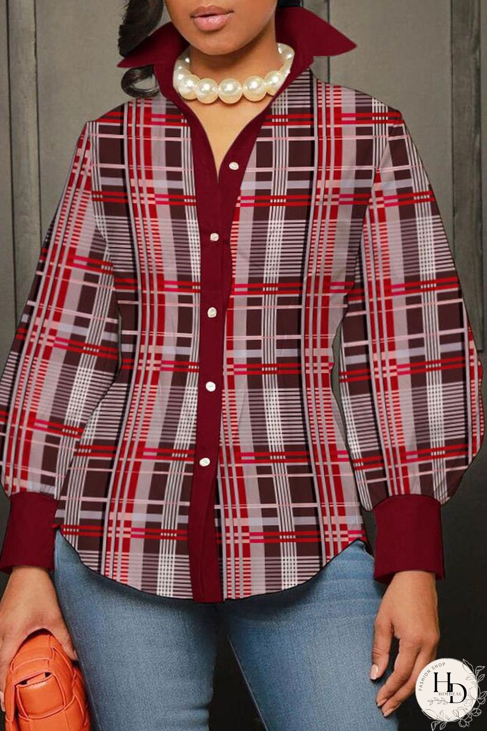 Black White Casual Street Print Patchwork Buckle Turndown Collar Plus Size Tops