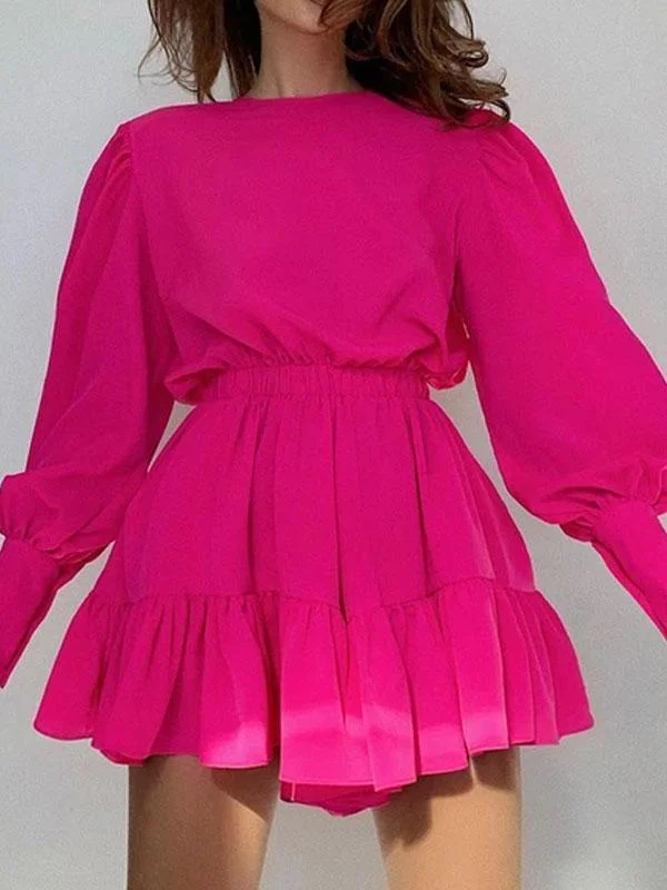 Long sleeve soild color dress