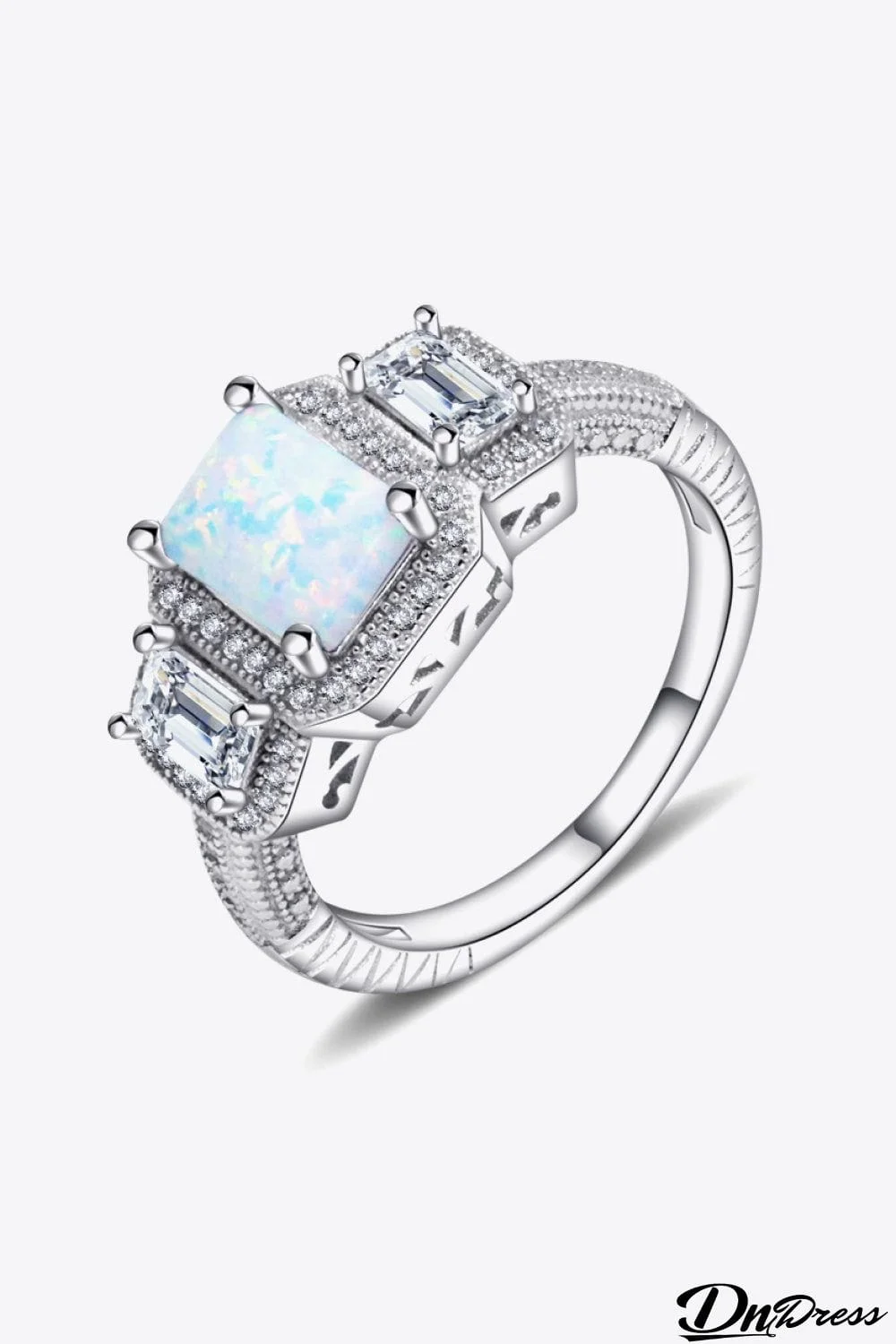 925 Sterling Silver Square Opal Ring