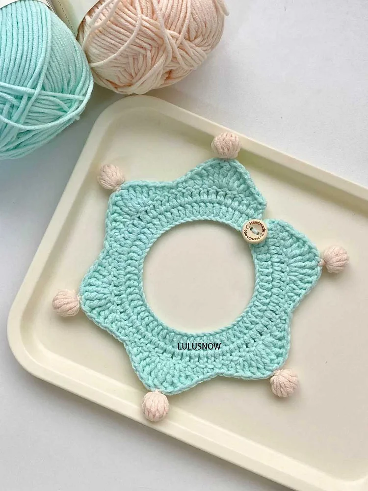 Lulusnow Handmade Blue Crochet Pet Collars / Pet Holiday Outfit/ Festive Pet Accessories/ Gift For Pet