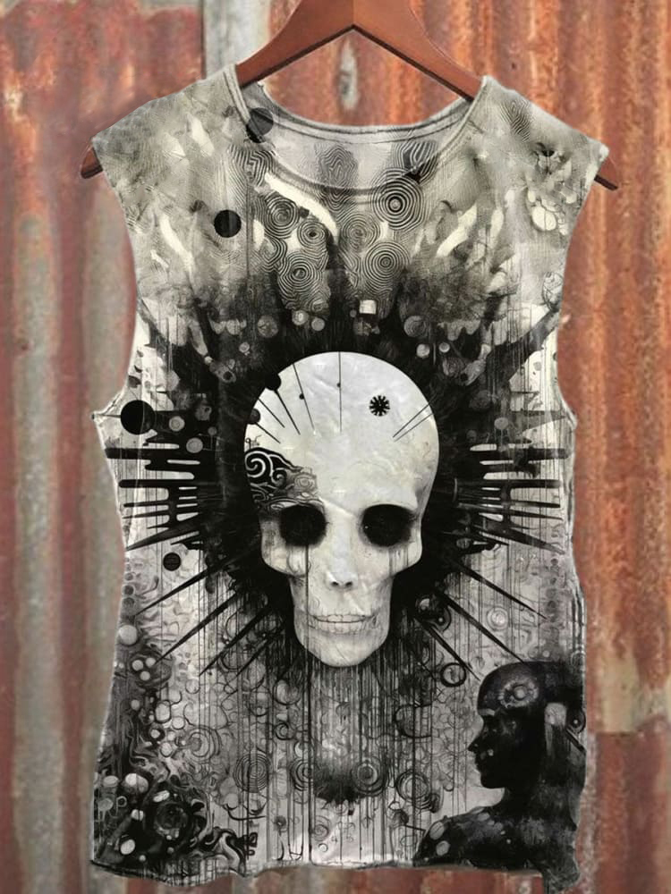 Unisex Skull Graffiti Art Illustration Pattern Casual Vest / Rvogue / Rvogue
