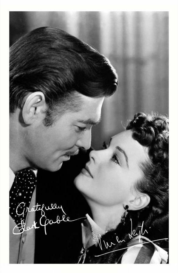 CLARK GABLE & VIVIEN LEIGH - GONE WITH THE WIND AUTOGRAPH SIGNED Photo Poster painting POSTER