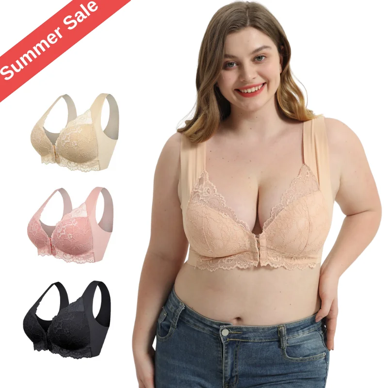 LilyBras&reg;Lace front buckle breathable perfect support bra(Buy 1 Get 2 Free)-Tri-color bundle