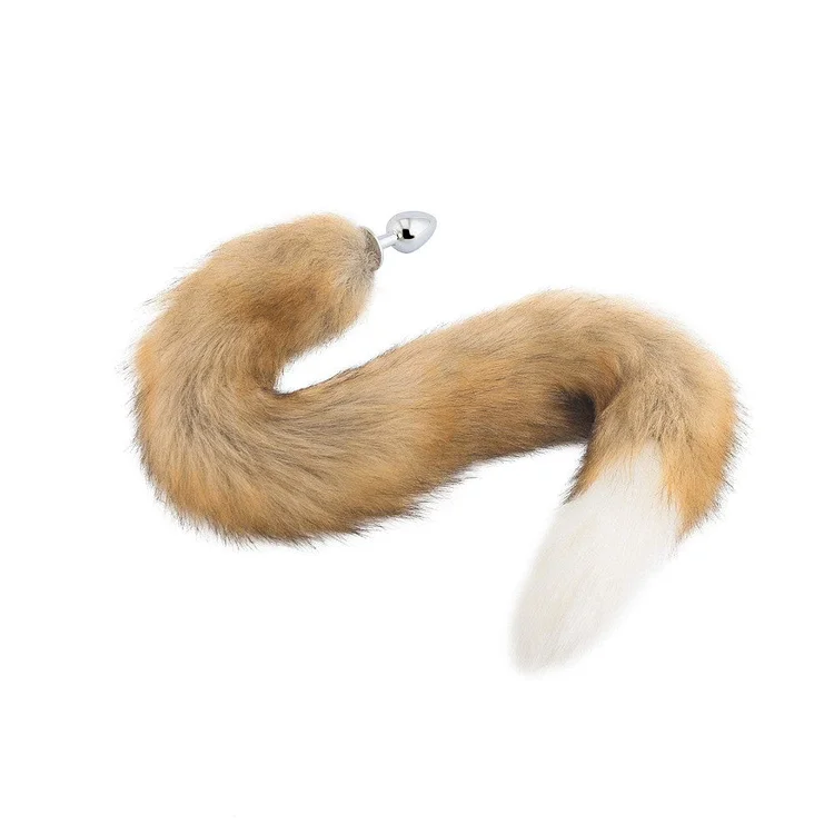 Brown & White Fox Tail Plug 32