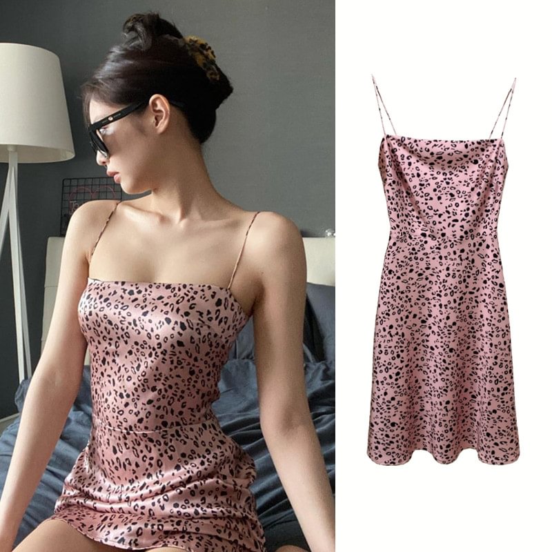 Blackpink jennie sexy leopard print slip dress