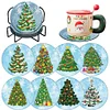 8pcs DIY Christmas Tree Diamond Painting Art Acrylic Coasters with Holder