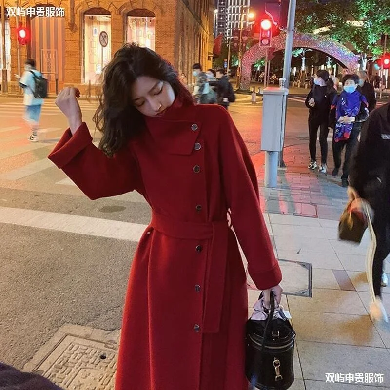 Office Lady Autumn And Winter Versatile New Coat Loose Medium And Long 2021 Coat Women's Temperament Thin Fashion Tweed Korean