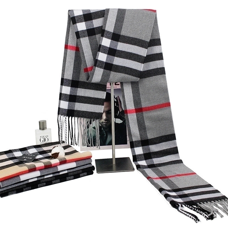 New Autumn And Winter Imitation Cashmere Student Men’s Business Casual Brushed Thick British Plaid Scarf Long Men’s Scarf