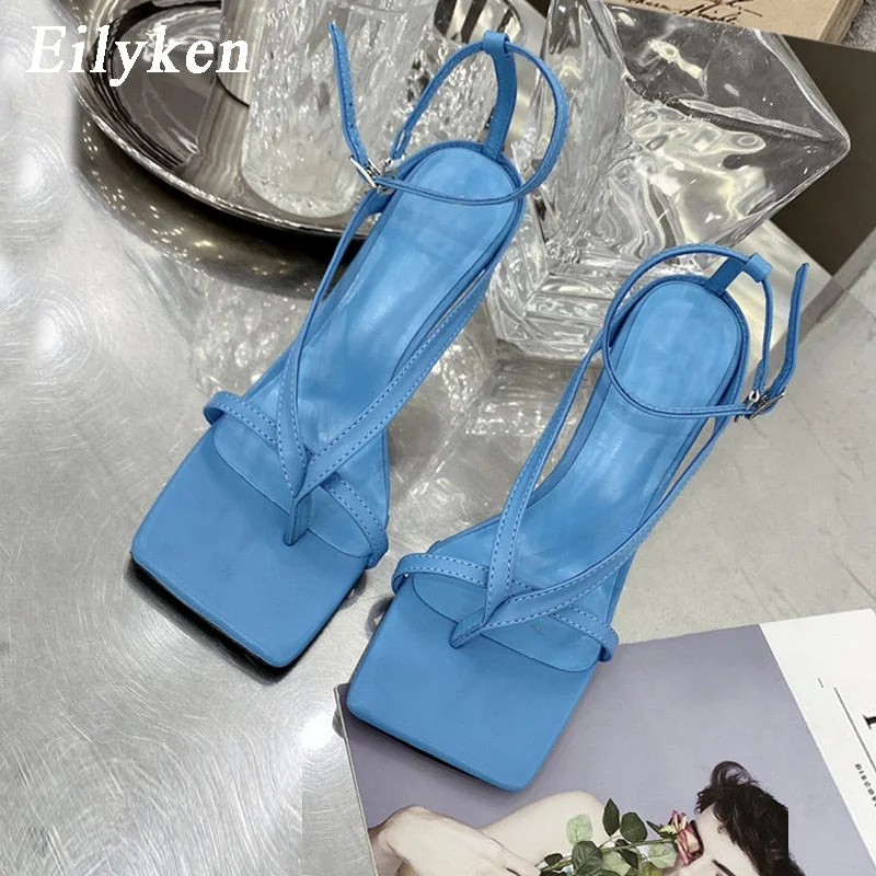 Eilyken Gladiator Sandals High Heels Shoes Fall Best Street Look Females Square Head Open Toe Clip-On Strappy Sandals  Women