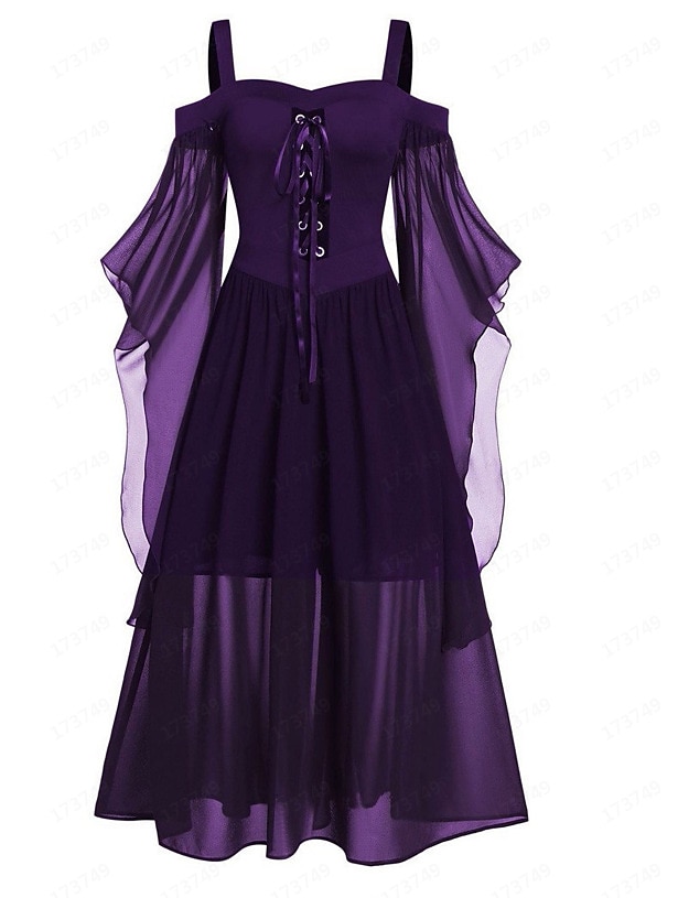 Retro Vintage Punk & Gothic Medieval Dress Masquerade Witches Women's Cosplay Costume Halloween Halloween Party / Evening Dress 2023 - US $32.99 –P4