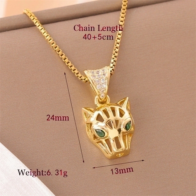 Stainless Steel Titanium Steel 18K Gold Plated Retro Lady Roman Style Enamel Plating Inlay Snake Bee Butterfly Zircon Pendant Necklace