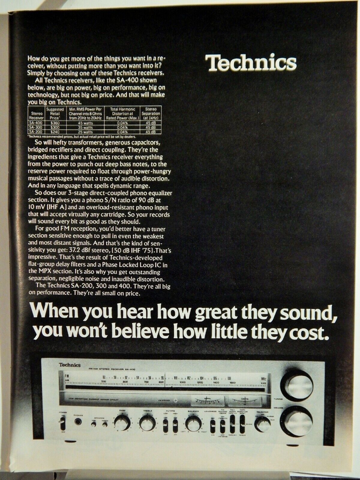 TECHNICS AUDIO RECEIVER / MAGNETIC VIDEO MOVIES ORIGINAL VTG 1979 Photo Poster painting AD,