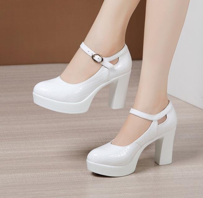 2022 New Spring Autumn Casual High-heeled Shoes Sexy  Thick Heels Platform Pumps Black White Size 43  High Heels Sexy