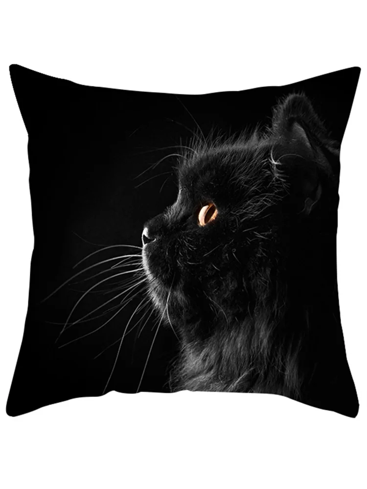 Black Cat Print Soft Suede Pillowcase