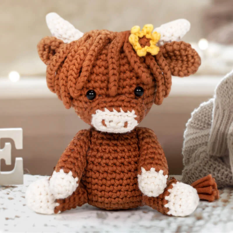 Crochet Kit for a Cute Amigurumi Animal Toy Flora the Friesian Cow