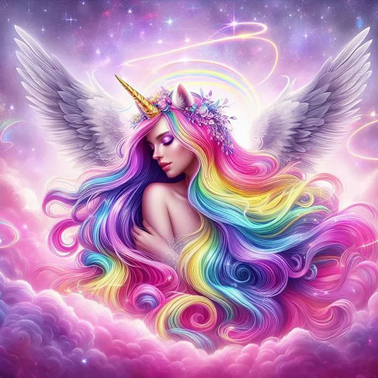 Full Round Diamond Painting - Rainbow Unicorn Girl 30*30CM