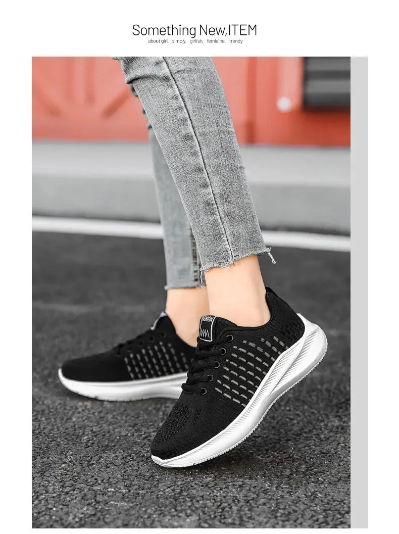 Women's Spring Autumn Mesh Hollowed Out Casual Sport Shoes Soft Bottom Non Slip Lightweight Breathable Running Shos Walking Shoe