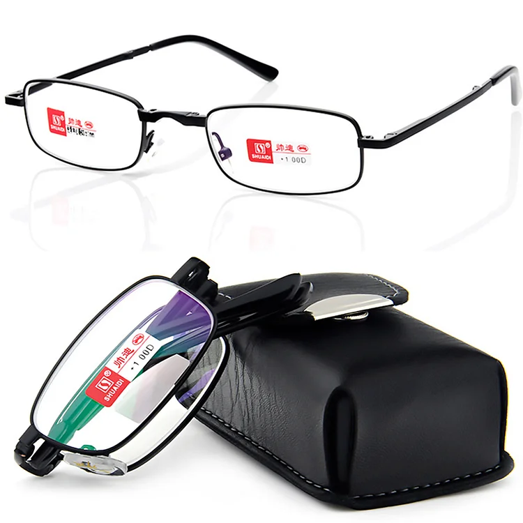 Pu Case Belt Portable Foldable Noble Wear Anti-reflection Coated Reading Glasses+1.0 +1.5 +2.0 +2.5 +3.0 +3.5+4.0
