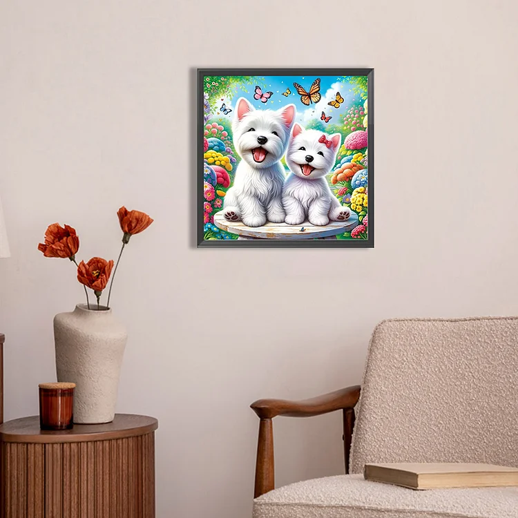 Happy Dog 40*60CM (Canvas) AB Round Drill Diamond Painting