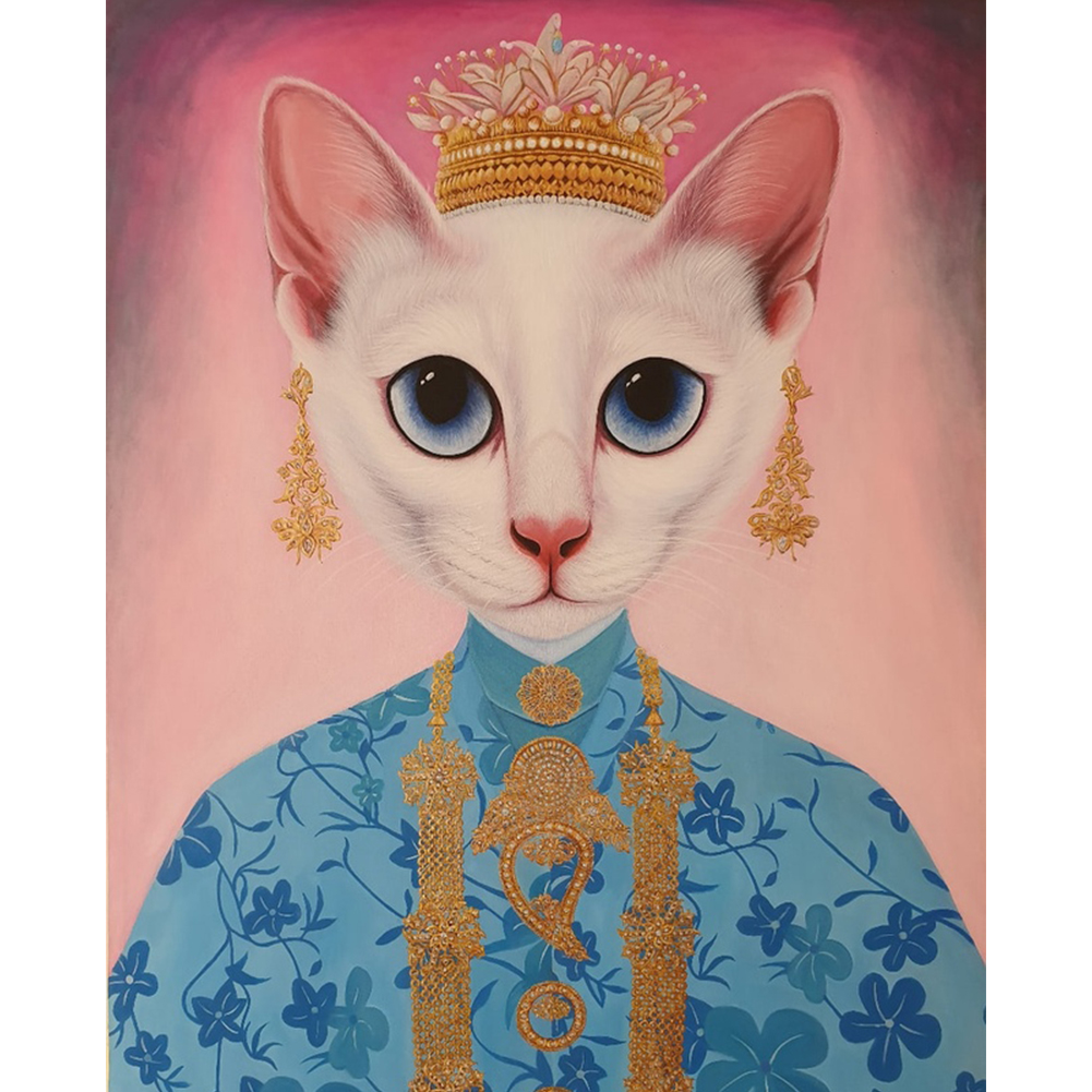 

30*40CM - Royal Pet Cat - Round Drill Diamond Painting, 501 Original