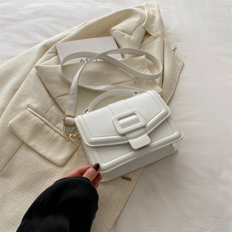 Women’s Medium Pu Leather Solid Color Streetwear Square Flip Cover Shoulder Bag Crossbody Bag