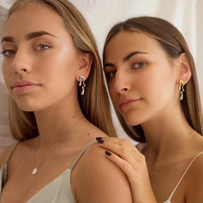 1 Pair IG Style Water Droplets 201 Stainless Steel Ear Studs