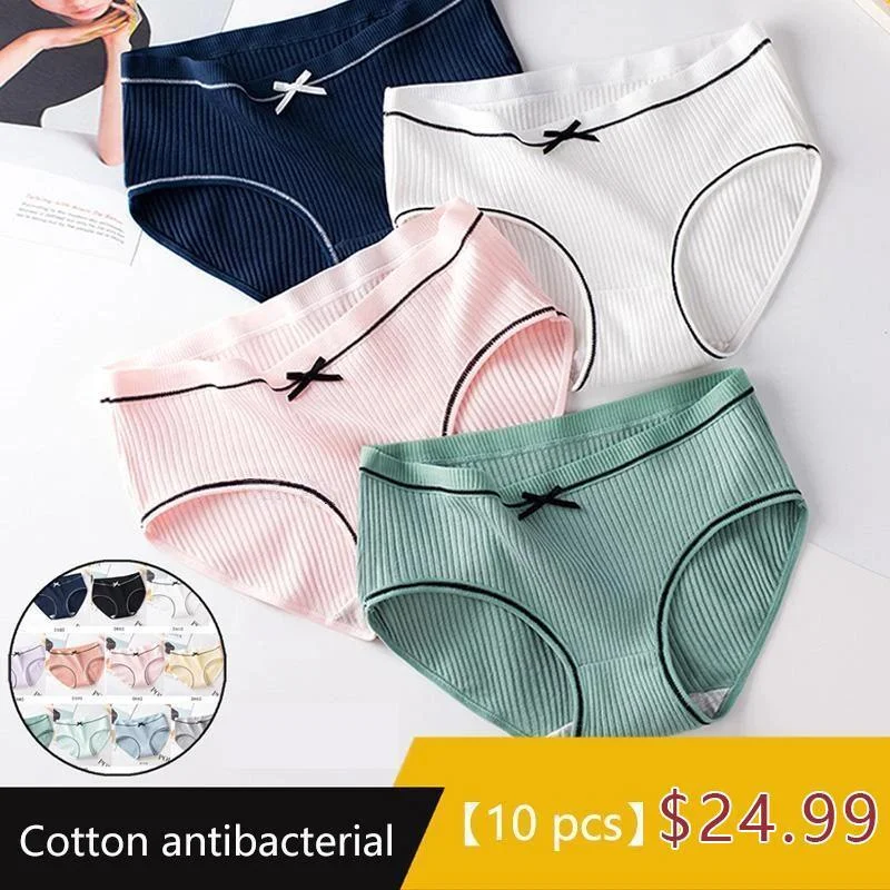 10 pcs】Ins Style Cotton Antibacterial Underwear