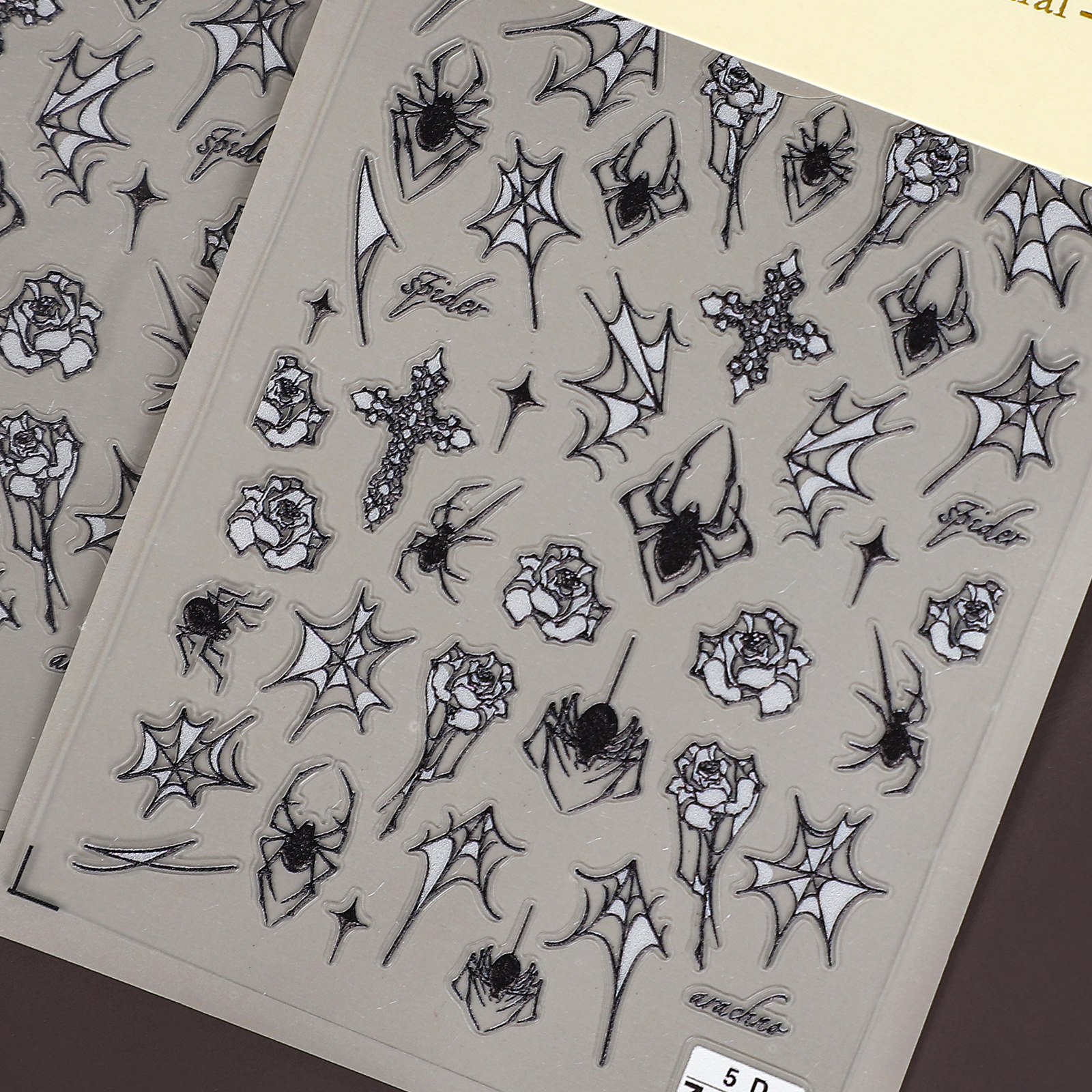 PET 스티커 - 2개/세트 빈티지 5D 다크 스파이더 웹 매니큐어