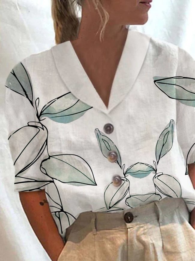 Women Floral Print Casual Loose Shirt