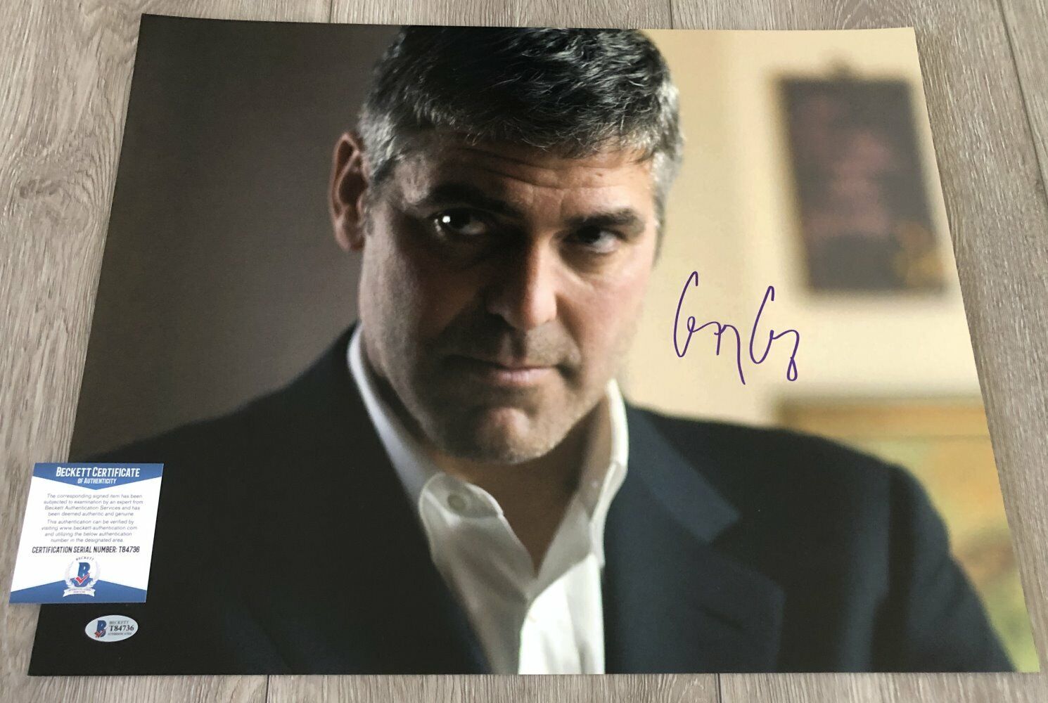 GEORGE CLOONEY SIGNED MICHAEL CLAYTON OCEAN'S ELEVEN 16x20 Photo Poster painting BAS BECKETT COA