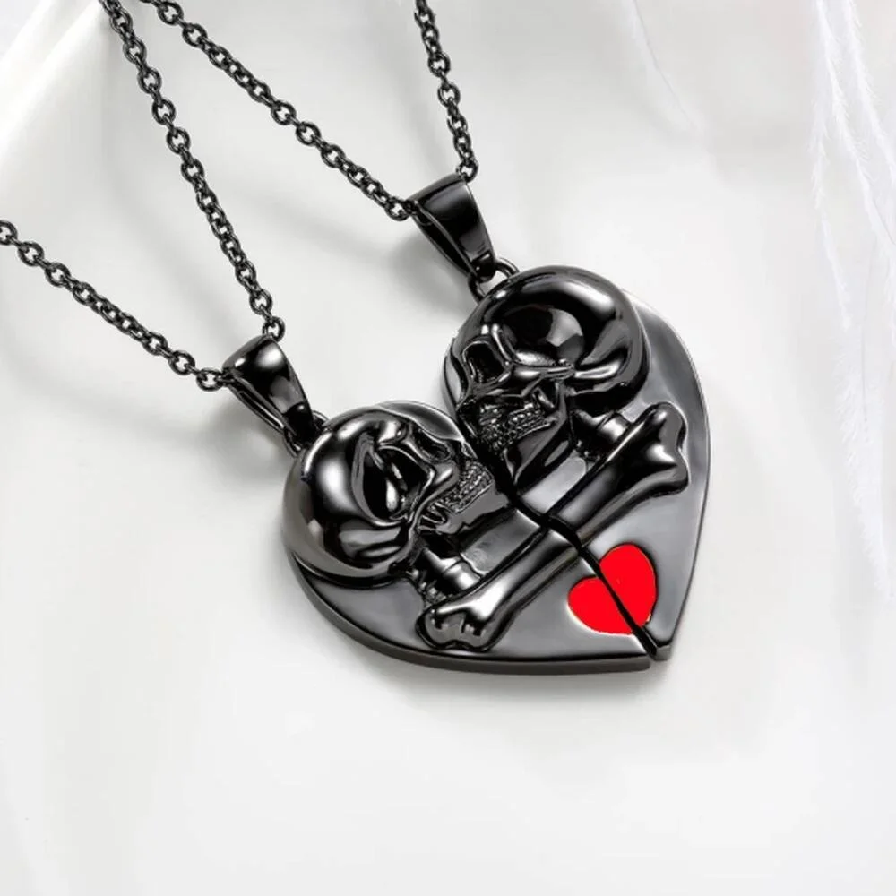 Retro punk rock hip cool creative necklace skull magnet love