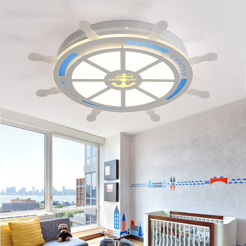 Kid Room Led Ceiling Lamp Blue Pirate Steering Wheel For Study Room Ceiling Led Lights Contemporary For 8-14Square Meters