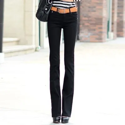 Elastic Jeans Female Denim Pants Candy colors Womens Jeans Plus size Feminino Office OL Flare Pants Women Trousers 2019 LU989