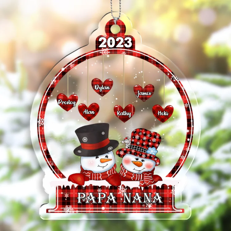 Personalized Christmas Snowman Ornament Custom 3-18 Names Christmas Ornament Gift for Family