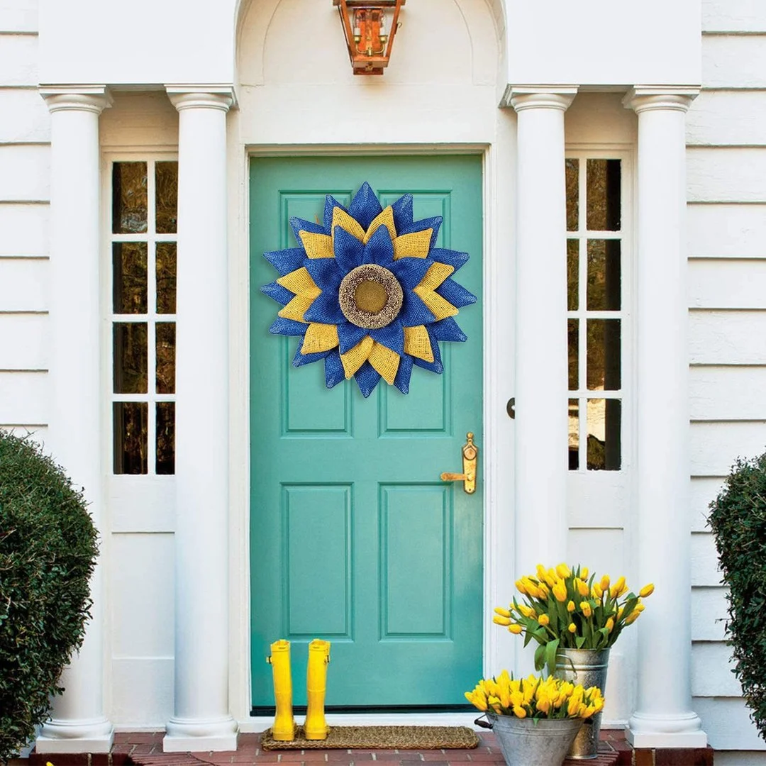 💙💛🌻Prayer for Peace Sunflower Front Door Wreath💛-🌻Donation Wreath🌻
