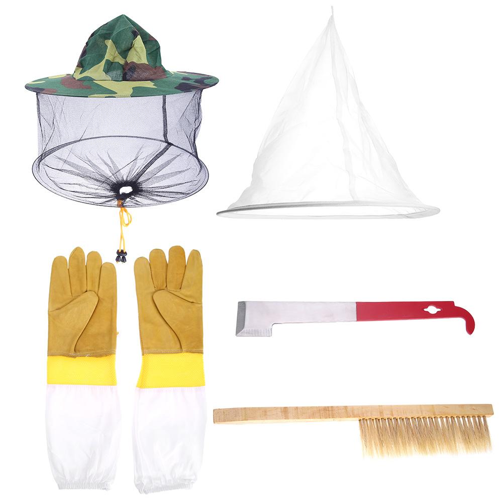 

Anti Bee Cap Cup+Bee Sweep+Gloves Bee Keeper Hive Rearing Beekeeping Tools, 501 Original